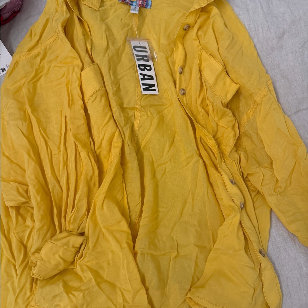 Urban Outfitters Yellow Button Down Shirt
